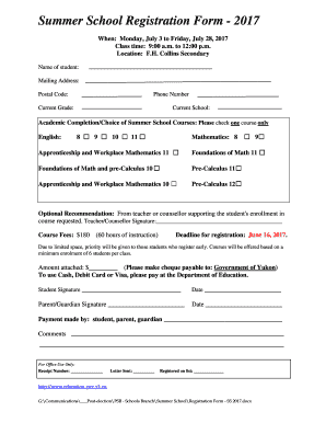 Summer School Registration Form