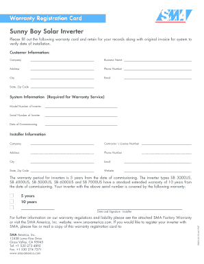 Sunny Boy Solar Inverter  Form