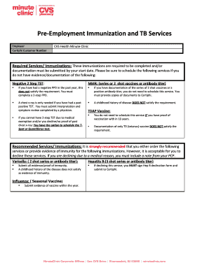 CVS Health Pre Employment Immunization Form