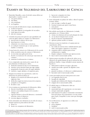 EXAMEN DE SEGURIDAD DEL LABORATORIO DE CIENCIA  Form