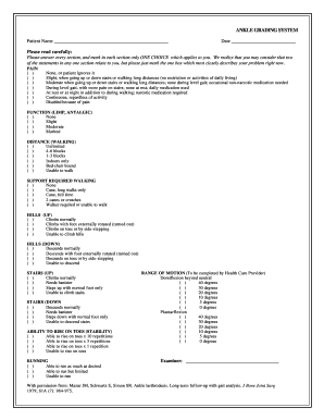 Ankle Grading System PDF  Form