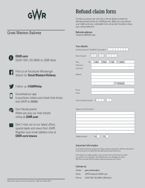 Gwr Refund Claim Form