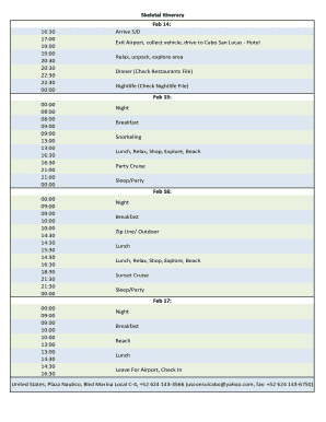 Skeletal Itinerary Example  Form