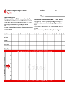 Immunize Org Temperature Log  Form