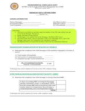 RA 9003 or the Ecological Solid Waste Management Act of  Form