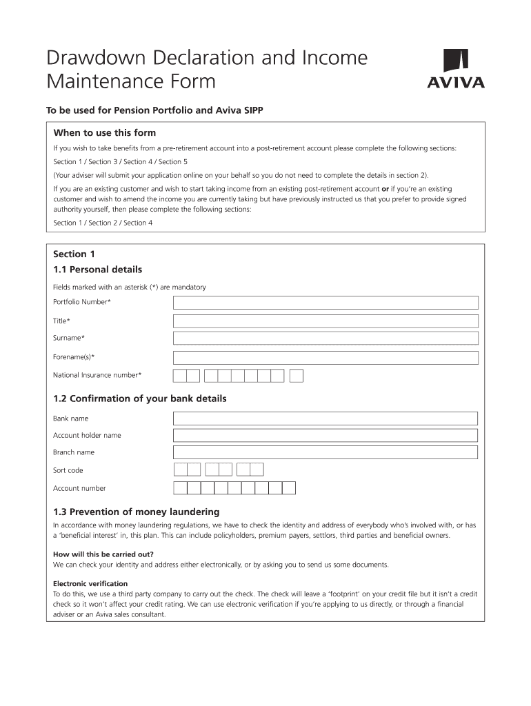 Drawdown Declaration and Income  Form