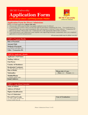 Iicse University  Form