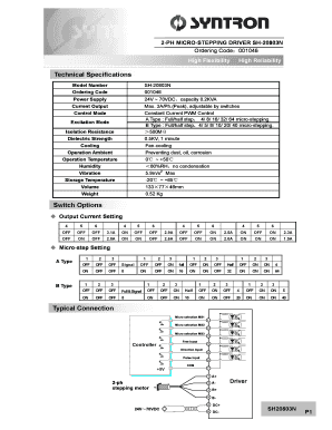 2 PH MICRO STEPPING DRIVER SH 20803N  Form