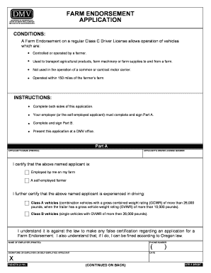  735 6776 Farm Endorsement Application 2018