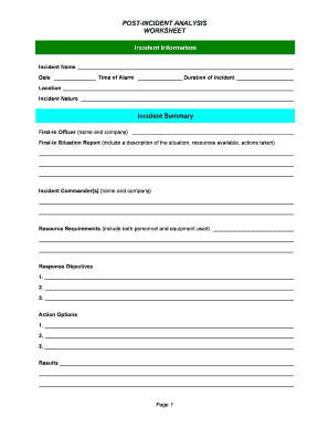Post Incident Analysis Template  Form