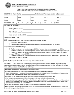 Florida Unclaimed Property Claim Form