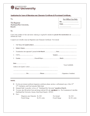 Character Certificate Online Jharkhand  Form