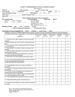 FAMILY EMPOWERMENT SCALE SCORING SHEET  Form