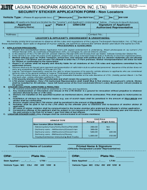 Laguna Technopark Sticker Application  Form