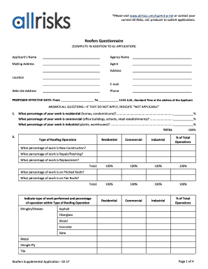 Roofers Questionnaire GLS 8 12 07  Form