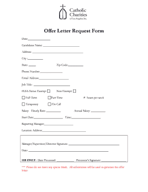 Offer Letter Request Form