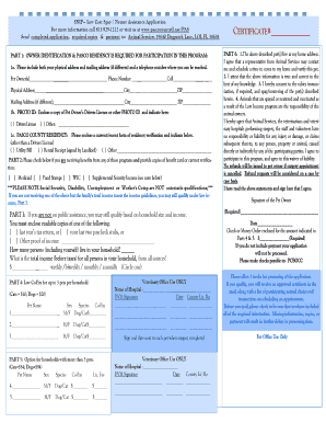 SNIP Low Cost Spay Neuter Assistance Application  Form