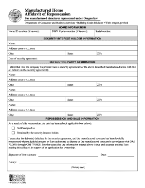  for Manufactured Structures Repossessed under Oregon Law 2017-2024