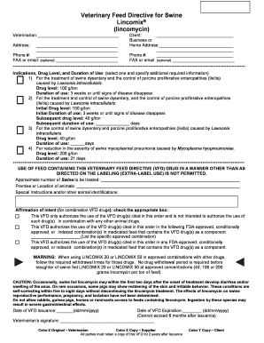 Veterinary Feed Directive Templates  Form