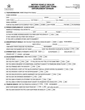  CONSUMER COMPLAINT FORM ENFORCEMENT DIVISON 2013-2024