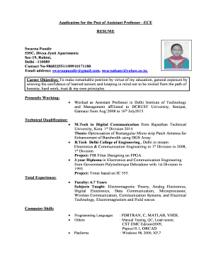 Application for Assistant Professor  Form