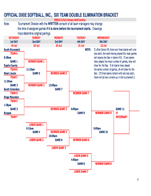 6 Team Double Elimination Bracket  Form