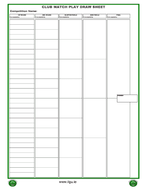 Golf Match Play Draw Sheet Template  Form