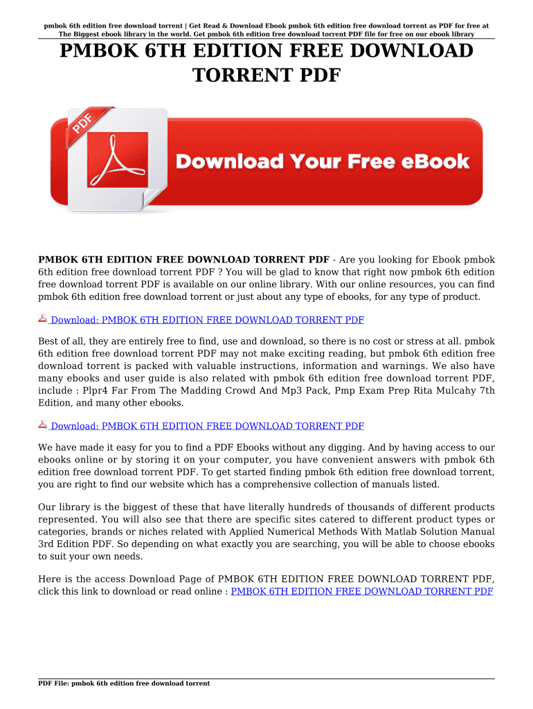 Pmbok 6th Edition PDF Download  Form