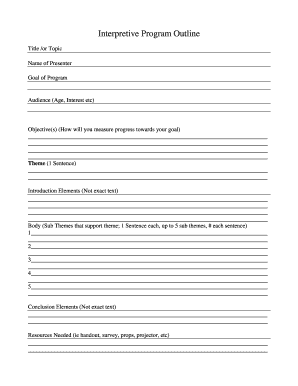 Interpretive Program Outline  Form