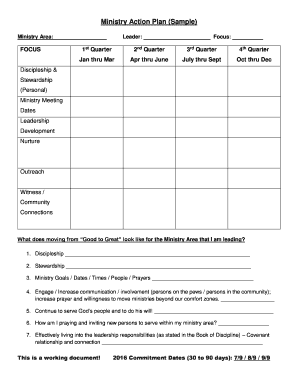 Ministry Plan Template  Form