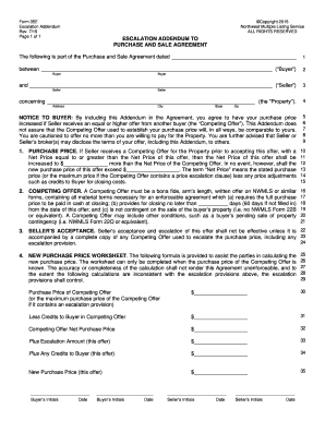 ESCALATION ADDENDUM to  Form