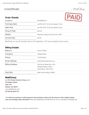 Mailchimp Invoice PDF  Form
