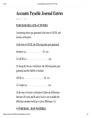 Accounts Payable Journal Entries SAP FICO Docs  Form