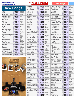 Platinum Karaoke Song List  Form