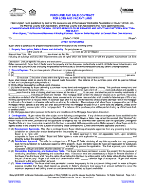 Purchase and Sale Contract for Lots and Vacant Land Form