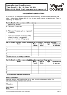  Immigration Inspection Form Wigan Council 2013