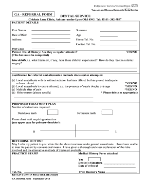 Printable Dental Referral Form Template