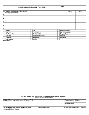 Routing and Transmittal Slip  Form