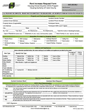 Rent Increase Request Form the Housing Authority of Fulton County Hafc