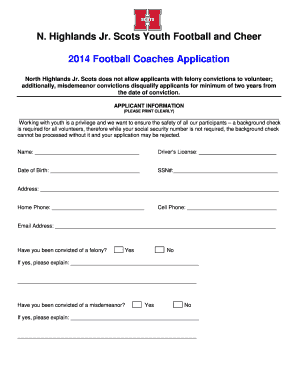 Football Coach Application Form