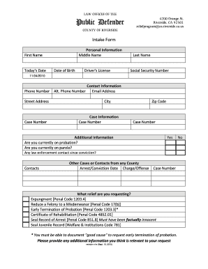 Relief Program Packet PDF Riverside Public Defender  Form