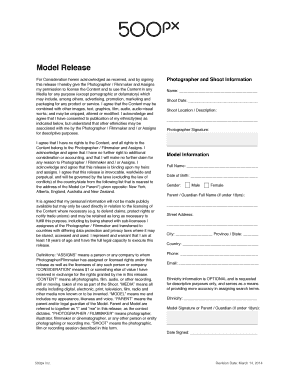  500px Model Release Form 2014