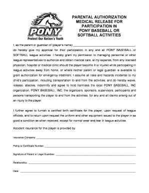 Pony Medical Release Form