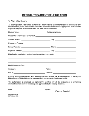 Get and Sign Emergency Medical Treatment Release Form St Perpetua Parish Stperpetuaparish 2004-2022