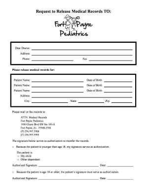 Pediatric Medical Records  Form