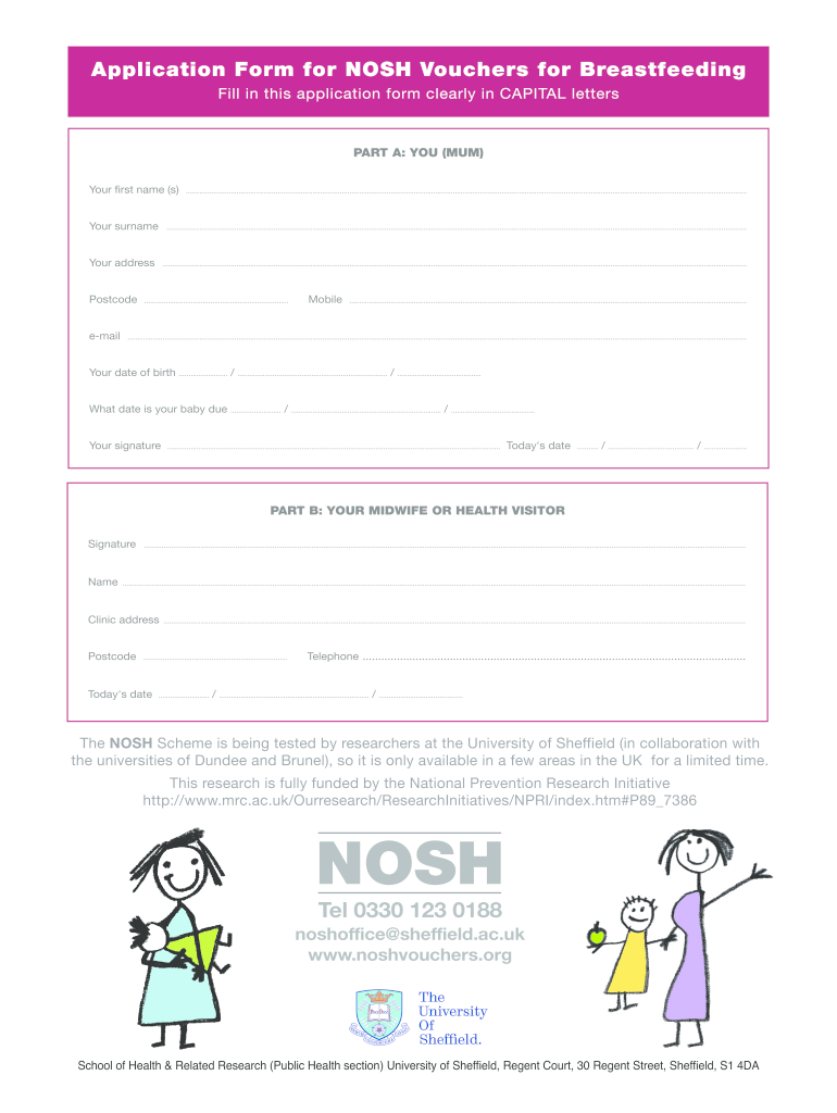 Apply for Nosh Vouchers Form