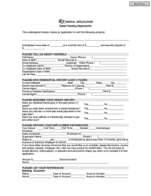 Application for Rental Housing  Form