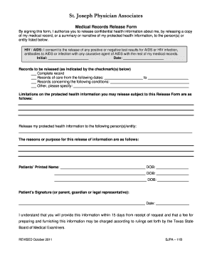 St Joseph Hospital Discharge Papers  Form