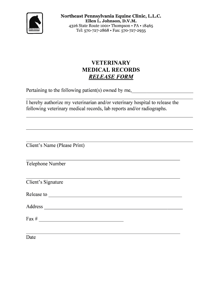 Veterinary Medical Records Release Form