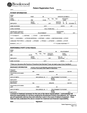 Patient Registration Form Brookwood Primary Care